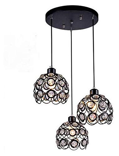 BBioss Pendelleuchte Nordic Kristall Kronleuchter Gang Lichtleiste Amerikanische Restaurant Kronleuchter 46 13cm Pendelleuchte (Size : Schwarz) von BBioss