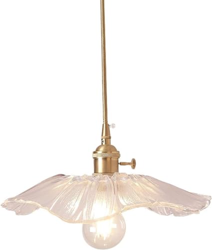 BBioss Pendelleuchte aus Glas, Lotusblatt, Retro-Kronleuchter aus Messing, rotes Netz, Einzelkopflampe E27, LED-Deckenleuchte interessant von BBioss