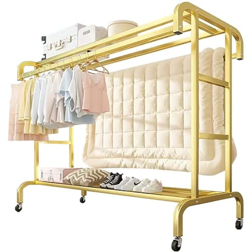 BBioss Robuster Kleiderständer aus Metall mit Rollen für Schlafzimmer, Kleiderständer mit zwei Ebenen, Esel-Design, 100 x 50 x 150 cm von BBioss