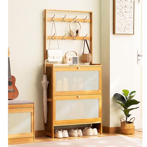 BBioss Schuhschrank aus Bambus mit Haken und Klappschubladen, unabhängiger Organizer, schmal, für Eingang, Diele, Flur, 70 x 24 x 152 cm BBioss Schuhschrank aus Bambus mit Haken und Klappschubladen, unabhängiger Organizer, schmal, für Eingang, Diele, Flur, 70 x 24 x 152 cm von BBioss