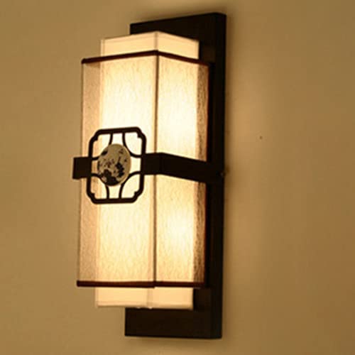 BBioss Traditionelle Wandleuchte、Rustikale Lampen im chinesischen Stil、 Wandleuchte mit rechteckigem Lampenschirm aus Gaze von BBioss