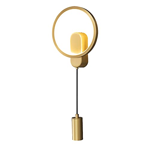 BBioss Ultradünne Wandleuchte aus Kupfer mit Einbaustrahler, Nachttischlampe, moderne LED-Lampen, dekorative Innenbeleuchtung, einfache nordische Leuchte von BBioss