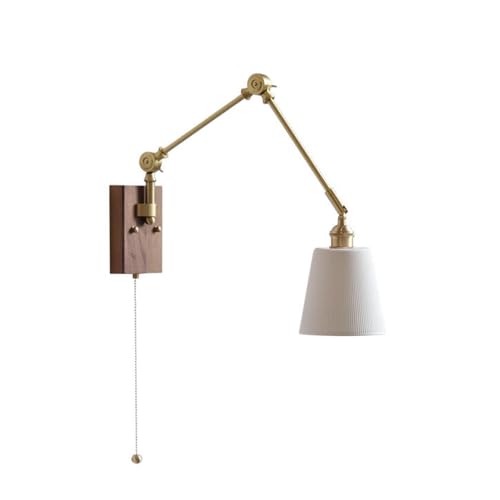 BBioss Vintage Wandleuchte aus Messing mit drehbarem Arm, weiße Keramiklampen mit 1 Licht, moderne verstellbare Nachttischleuchte, Beleuchtungskörper für Came von BBioss