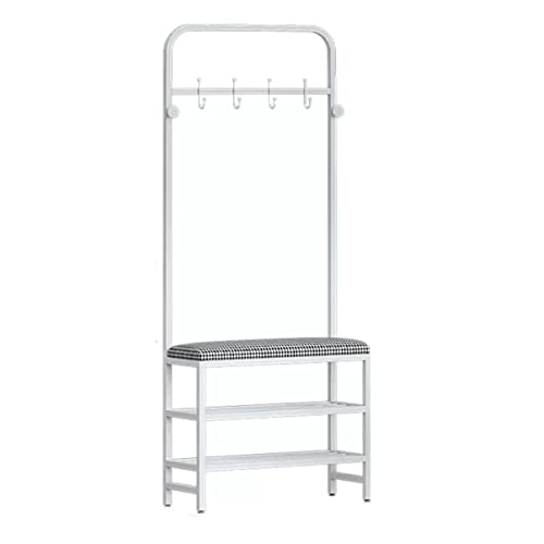 BBioss Wandgarderobe mit Schuhbank und Organizer, Eingangsmöbel, Metallstruktur, Weiß, 80 x 25 x 170 cm von BBioss