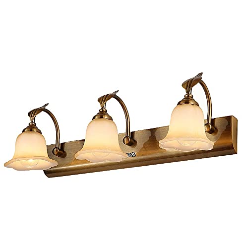 BBioss Wandleuchte mit 3 Lichtern mit Lampenschirm aus Blütenblattglas, Badezimmerleuchte im amerikanischen Stil über einem Spiegel, Innenleuchte, gebürstete Bronze-Oberfläche BBioss Wandleuchte mit 3 Lichtern mit Lampenschirm aus Blütenblattglas, Badezimmerleuchte im amerikanischen Stil über einem Spiegel, Innenleuchte, gebürstete Bronze-Oberfläche von BBioss