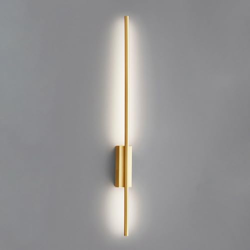 BBioss Wandleuchte mit langem Kupferband, lineare Leuchte aus Messing mit Lampenschirm aus Silikon, ultradünne Nachttischlampe, Flurbeleuchtung, moderne LED-Lampen – 3 Modi von BBioss