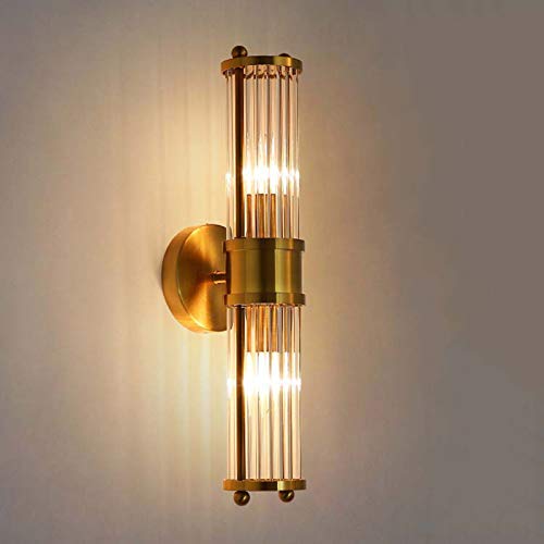 BBioss Wandleuchten für das Badezimmer aus gebürstetem Messing, goldfarben mit zylindrischem Glas, moderne Industrielampe für Schlafzimmer, 2 dekorative Lichter aus Metall für Flur und Wohnzimmer, BBioss Wandleuchten für das Badezimmer aus gebürstetem Messing, goldfarben mit zylindrischem Glas, moderne Industrielampe für Schlafzimmer, 2 dekorative Lichter aus Metall für Flur und Wohnzimmer, von BBioss