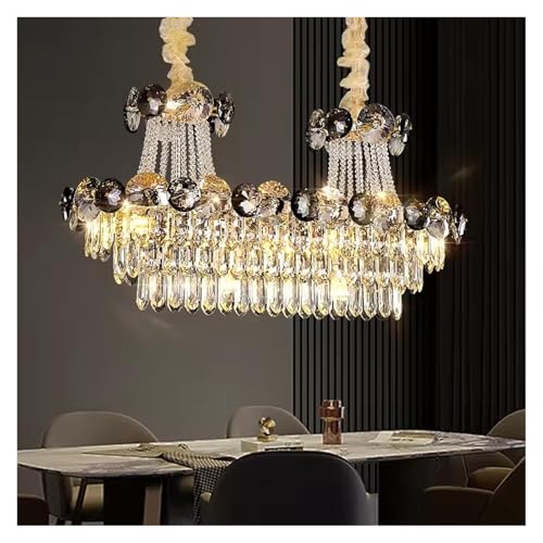 BBioss Wohnzimmer Kronleuchter Moderne Einfache Nordic Windlicht Runde Esszimmer Schlafzimmer Kristall Lampen, Kronleuchter/Farbe/L85*B35*H39 von BBioss