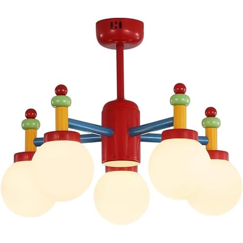 Bunte Pendelleuchte Kinderzimmer Kronleuchter Decke G9 * 5 Junge und Mädchen Schlafzimmer Arbeitszimmer Macaron hängende Leuchten 35CM von BBioss