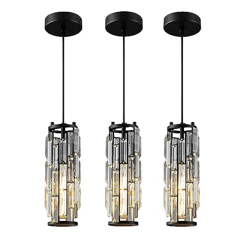 Einstellbare transparente Kristall Pendelleuchte, E27 Deckenleuchte mit zylindrischer Haube, stilvoller Kronleuchter für Flur, Kücheninsel und Schlafzimmerbeleuchtung Einstellbare transparente Kristall Pendelleuchte, E27 Deckenleuchte mit zylindrischer Haube, stilvoller Kronleuchter für Flur, Kücheninsel und Schlafzimmerbeleuchtung von BBioss