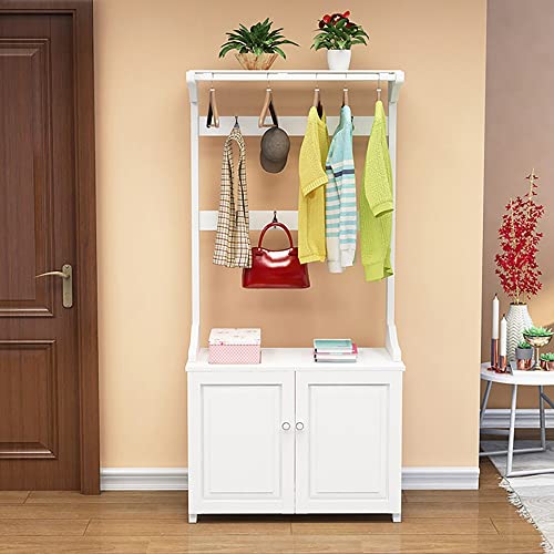 Exquisite Kleiderstange, Schuhbank, Garderobenständer, Kleiderbügel, Sitzbank, 4-in-1, mit Ablageflächen oben und Aufbewahrung, großer Eingangsbereich, 10 Ho von BBioss