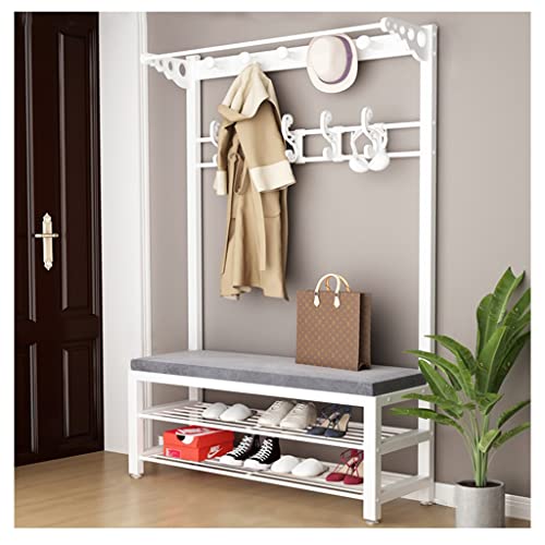 Exquisite Kleiderstange, Schuhbank, Garderobenständer, Kleiderständer, Metall, mit Bank, 100 x 30 x 172 cm, 2-lagig und 10 Haken, 3-in-1-Eingang, Meer von BBioss