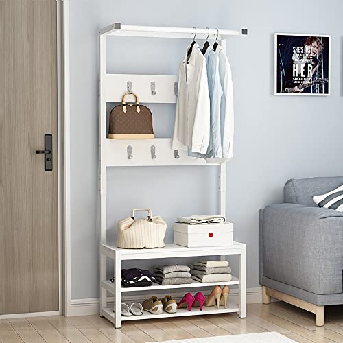 Exquisite Kleiderstange, Schuhbank, Garderobenständer, Kleiderständer, Metall, mit Bank, 100 x 30 x 172 cm, 2-lagig und 10 Haken, 3-in-1-Eingang, Meer von BBioss