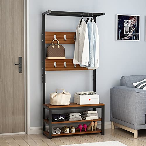 Exquisite Kleiderstange, Schuhbank, Garderobenständer, Kleiderständer, Metall, mit Bank, 100 x 30 x 172 cm, 2-lagig und 10 Haken, 3-in-1-Eingang, Meer von BBioss