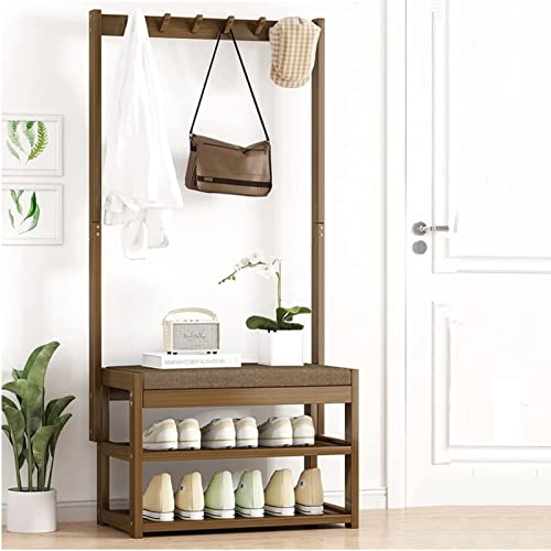 Exquisite Kleiderstange Rack Schuhbank Garderobenständer Kleiderbügel Sitzbank Unabhängig mit 2 Schichten und Sitz, einfach zu montieren, 3-in-1 für Hallen von BBioss