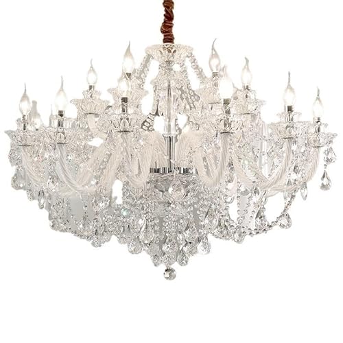 Französisch Kristall Kronleuchter Luxus Villa Wohnzimmer Kerze Pendelleuchte Transparent Restaurant Schlafzimmer atmosphärisch 60CM von BBioss