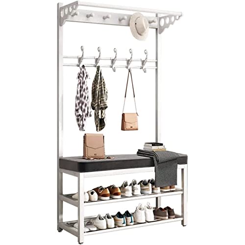 Garderobenständer Schuhbank Set Flur Baum Metall mit und Haken Schwerlast freistehender Kleiderbügel 3-in-1 funktionale Industriemöbel für Schlafzimmer Aufbewahrung Rac von BBioss