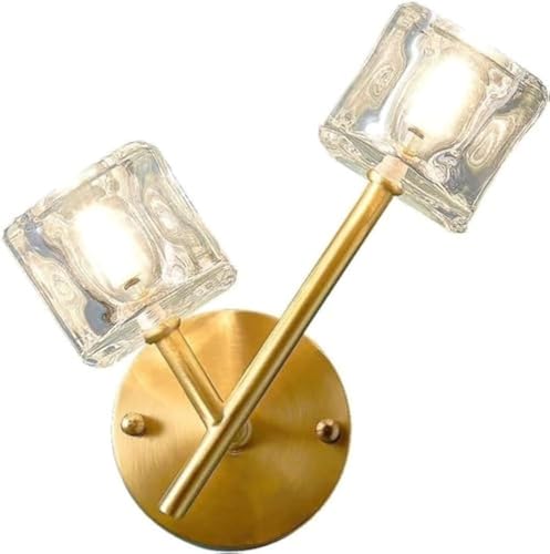 Goldene Innenwandleuchte mit gebürstetem Messing Finish, einfache 2-flammiges Kristallglas Wandleuchte G9, Nachttisch, dekorative Beleuchtungskörper, Schlafzimmer, Flur, Wohnzimmer Goldene Innenwandleuchte mit gebürstetem Messing Finish, einfache 2-flammiges Kristallglas Wandleuchte G9, Nachttisch, dekorative Beleuchtungskörper, Schlafzimmer, Flur, Wohnzimmer von BBioss