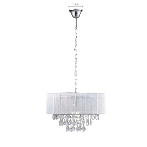Kristall-Kronleuchter, moderne elegante E14 gebürstete Pendelleuchte, 4-flammig Chrom, LED-Decke, Durchmesser 15 Zoll, x Höhe 23,6 Zoll von BBioss