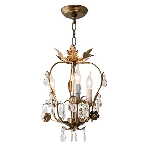 Kristall-Kronleuchter im traditionellen Stil, verwittertes Gold, Shabby Chic, E14, 3-Wege-Deckenlampenfassung mit dekorativen klaren Schmuckperlen Kristall-Kronleuchter im traditionellen Stil, verwittertes Gold, Shabby Chic, E14, 3-Wege-Deckenlampenfassung mit dekorativen klaren Schmuckperlen von BBioss