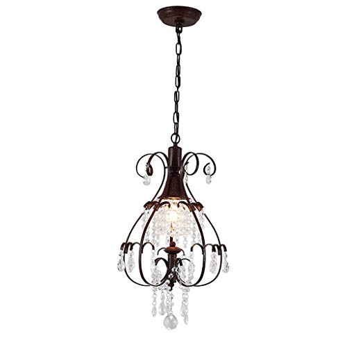 Mini Kristall Kronleuchter, 1-flammig industrielle Vintage Rost ländlichen Wohnzimmer Esszimmer Schmiedeeisen Vase drehbar von BBioss
