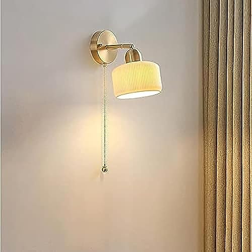 Moderne Keramik Wandleuchte Weiß Verstellbare Wandleuchte mit Kordelzugschalter Wandleuchte für Wohnzimmer Schlafzimmer Leselampe neben dem Bett Nordic Innenleuchte von BBioss