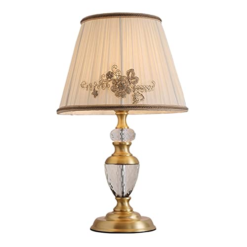 Moderne Kristall Tischlampe mit plissiertem Stoff Lampenschirm, Elegante Plug-in Kronleuchter, Kupfer Nachttisch für Wohnzimmer, Mädchen von BBioss