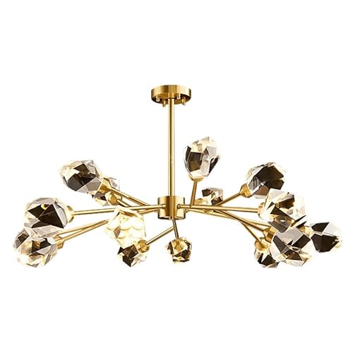 Moderne elegante Glas Kristall Deckenleuchte Kronleuchter 9 flammig, Leuchte 80cm * 45cm Vollkupfer Eis Caltrop Schlafzimmer Esszimmer Lampen von BBioss