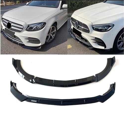 Schwarze Frontstoßstangenlippe Kinnspoiler aus PP-Kunststoff, passend für Mercedes E-Klasse W213 S213 A238 C238 AMG Linie 2017-2022 E200 E300 E350 E43 (2017-2019 Schwarz) von BBioss