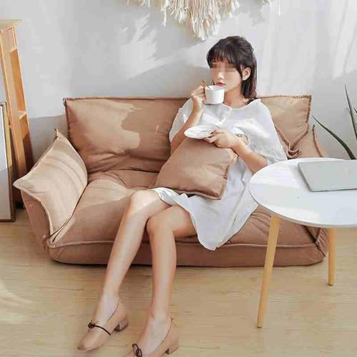 Sitzsack Sofa Bodensofa Lazy Sofa Bodensofa Verstellbares Bett, Faltbare Matratze Futon Couchbett Mit 5 Position Rückenlehne & Armlehnen Für Wohnzimmer, Schlafzimmer, Balkon Coffee-1 von BBioss