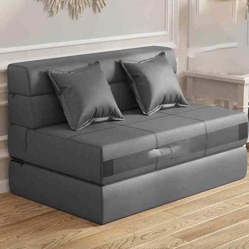 Sitzsack Sofa Bodensofa Lazy Sofa Klappsofabett - Umwandelbarer Schlafsessel mit Kissen, Ausklappbare Couch, Memory Foam-Bodenmatratze, Futon-Couch, für Wohnzimmer/Schlafsaal/Gästezimmer/Zuhause, Grau von BBioss