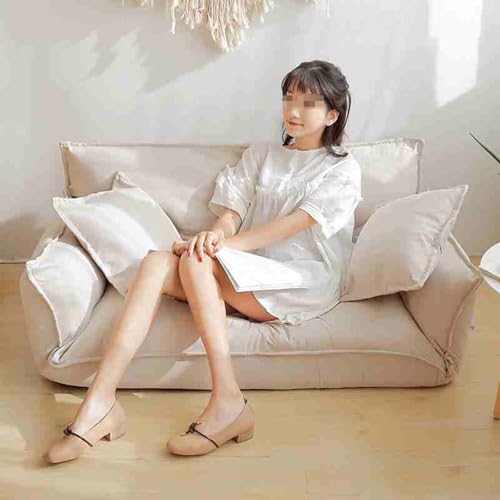 Sitzsack Sofa Bodensofa Lazy Sofa Verstellbares Bodenschlafsofa, Faltbares Lazy Couchbett Mit Verstellbarer Rückenlehne Und Armlehnen, Bodensitzgelegenheit Für Gaming-Wohnzimmer-Schlafzimmer Off-White von BBioss
