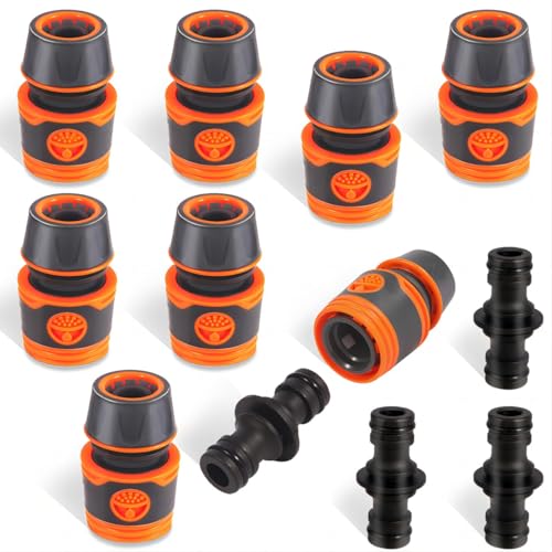 Schlauch Kupplung-Satz,12 Stück 1/2 Zoll 13mm Doppelstecker Gartenschlauch Verlängerung Kupplung Verbindungsteil Plastisch Zwei Wege Kupplung Verbindungen Extender Flexibles Garten und Haushaltszubeh von BBjinronjy