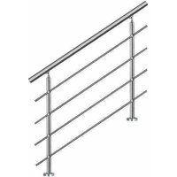 Bc-elec - AHM1004 Treppenhandlauf 100cm, Balkon, Balustrade, Edelstahlgeländer mit 4 Querstäben, flache oder geneigte Montage - Grau von BC-ELEC