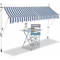 Bc-elec - HHYVA3012-Bluewhite Manuell einziehbare Markise für Terrasse & Patio 300x120cm weiß und blau - Weiss von BC-ELEC