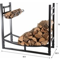 Bc-elec - HMFR-16 Holzspeicher aus schwarzem Stahl 82.5x33X75CM, Brennholzregal, Blocklager - Schwarz von BC-ELEC