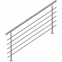 AHM1805 Treppenhandlauf 180cm, Balkon, Balustrade, Edelstahlgeländer mit 5 Querstäben, flache oder geneigte Montage - Bc-elec von BC-ELEC