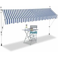 HHYVA3512-Bluewhite Manuell einziehbare Markise für Terrasse & Patio 350x120cm weiß und blau - Weiss - Bc-elec von BC-ELEC