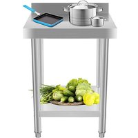 WT2424B Küche Arbeitstisch mit Aufkantung Verstellbare Füße Gastronomie Gastro Edelstahltisch Küchentisch 60x60cm Edelstahl - Bc-elec von BC-ELEC