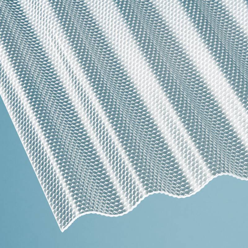 Acryl Lichtplatte | Wellplatte | 76/18 | ca. 3 mm | Breite 1045 mm | wabenstruktur | glasklar von Scobalit
