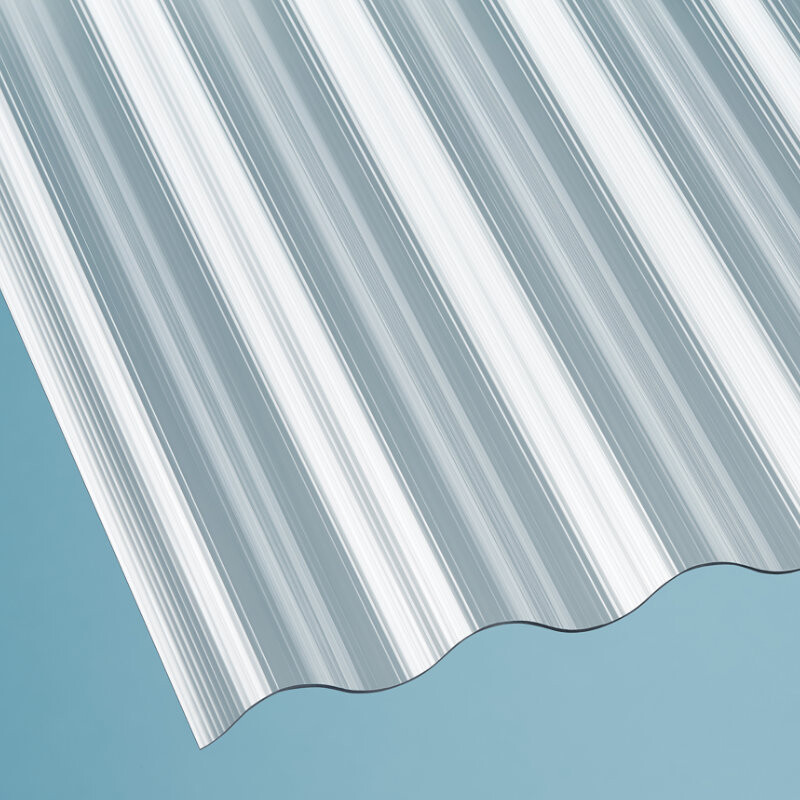 Polycarbonat Lichtplatte | Wellplatte | 76/18 | 1,4 mm | Breite 900 mm | gerillt | glasklar von Scobalit