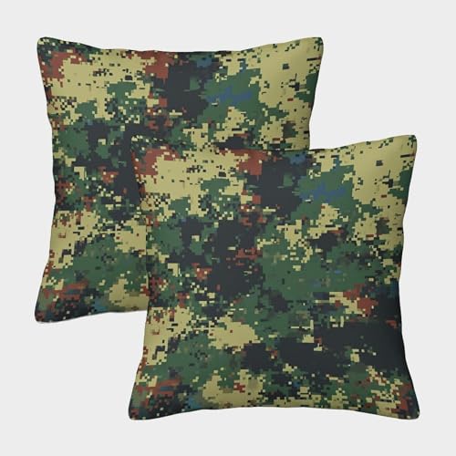 BCAKDBDOE Camouflage Kissenbezug 2er Set Kissenbezüge Wohnzimmer Kissenhülle Sofakissen Polyester Polster Textil Für Sofa Schlafzimmer Couch Outdoor Deko Kissen 45x45cm von BCAKDBDOE