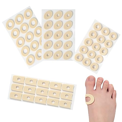 BCBF 60 Stück Hühneraugenpflaster,Schaum-Hornhautkissen,Weicher Latexschaum, Hühneraugen-Kissen,Dornwarzen,Selbstklebende Hornhaut-Pads, Anti-Reibung, Reduziert Fuß- Und Fersenschmerzen (4 Modelle) von BCBF
