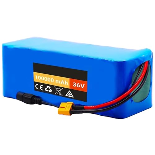 E-Bike Battery 36V 100Ah Lithium-Ionen-Akku 36V 100AH Elektrofahrräder Wasserdichter PVC Built-In Lithium BMS Haute Puissance For 750W 500W 250W With Charger T von BCBKD