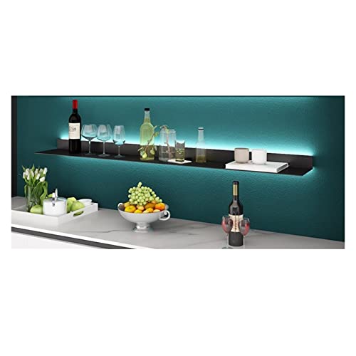 BCCCLLLSA Wandregale, schwebend, lichtemittierend, Edelstahl, Wandregal mit weißem LED-Licht, beleuchteter Metallständer für verschiedene Einsatzbereiche (Schwarz, 120 x 20 cm) von BCCCLLLSA