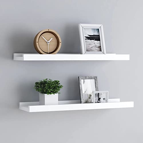 Bilderrahmen-Regale, Wanddekoration, schwebende Regale, Wandmontage, Aufbewahrungsregal, Regal, für Wohnzimmer, Badezimmer, Büro, grau, 39,9 x 8,9 x 3 cm, MDF (weiß, 39,9 x 8,9 x 3 cm) von BCCCLLLSA