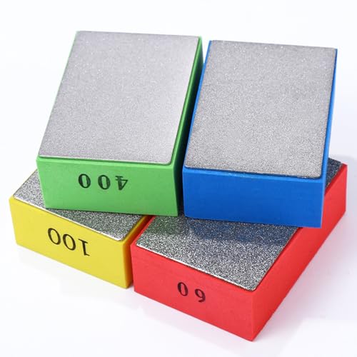 BCENG 4 Stück Diamant-Handpolierpads Diamant-Schleifblock-Set Glas Schleifen Pads Schleifblöcke Polierpads zum Schleifen von Beton Glas Stein Granit Marmor 60#, 100#, 200#, 400# 4 Farben von BCENG