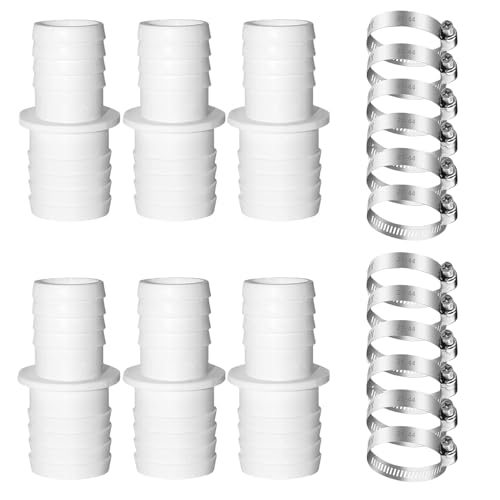 BCENG 6 pcs Schlauchadapter Pool 32mm auf 38mm Ø Set mit 12 Schlauchschellen Doppelschlauchtülle Set für Sandfilterpumpen Poolsauger Tauchpumpen Verbinder für Pool Garten Schlauchanschlüsse von BCENG