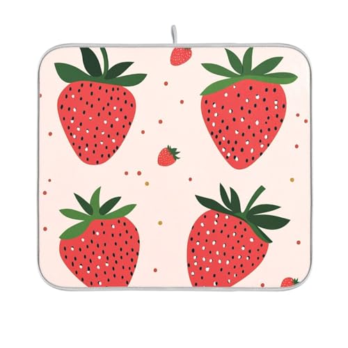 Abtropfmatte, Erdbeere, wiederverwendbar, rechteckig, klein, für Küche, Arbeitsplatte, Dekoration, 40,6 x 45,7 cm, leicht zu reinigen, dekorative Heimdekoration Abtropfmatte, Erdbeere, wiederverwendbar, rechteckig, klein, für Küche, Arbeitsplatte, Dekoration, 40,6 x 45,7 cm, leicht zu reinigen, dekorative Heimdekoration von BCFHRGT