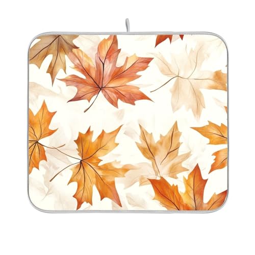 Abtropfmatte, Motiv: Herbst-Ahornblätter, wiederverwendbar, rechteckig, klein, spülmaschinenfest, 40,6 x 45,7 cm, leicht zu reinigen, dekorative Heimdekoration Abtropfmatte, Motiv: Herbst-Ahornblätter, wiederverwendbar, rechteckig, klein, spülmaschinenfest, 40,6 x 45,7 cm, leicht zu reinigen, dekorative Heimdekoration von BCFHRGT